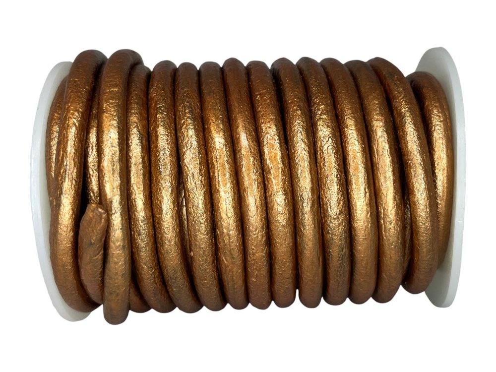 Round Leather Cord - 6mm - Metalllic Copper