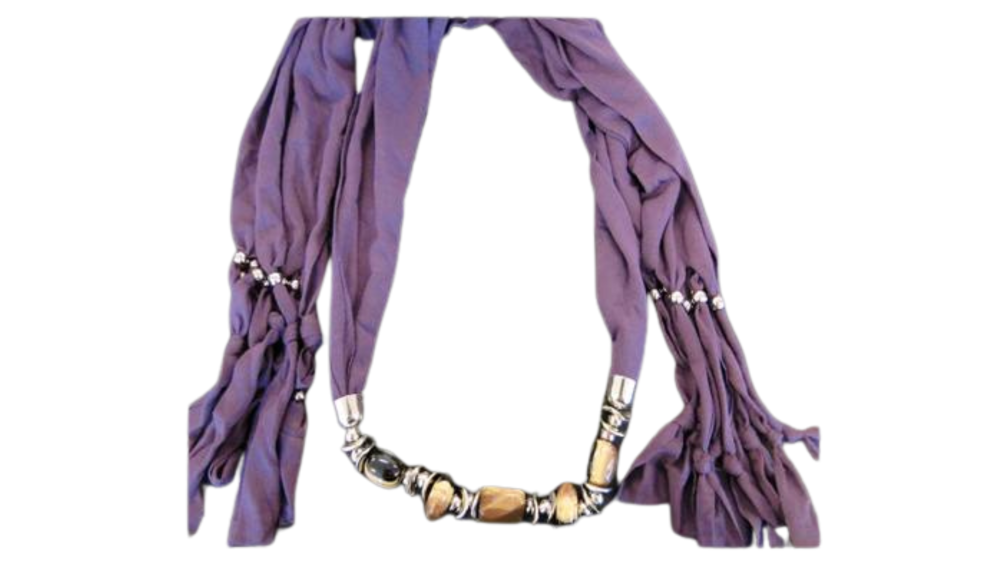 Scarf With Beads - Style 12 - Purple