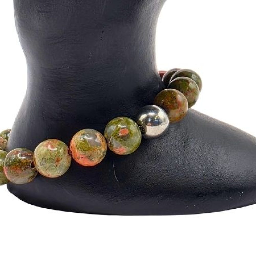 Unakite Gemstone Bracelet: Style-518 (8mm)