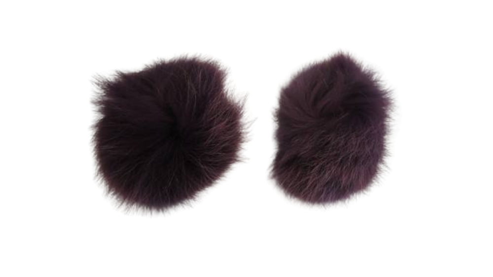 Fox Fur Pom Pom-Dark Purple-10cms
