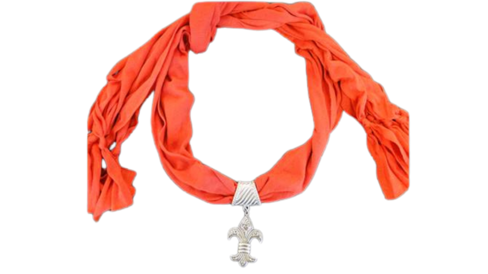 Scarf With Beads - Style 2 - Red