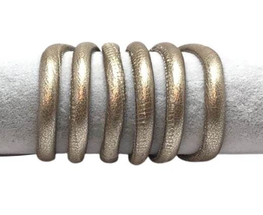 Round stitched nappa leather cord-6mm-Old platinum 1