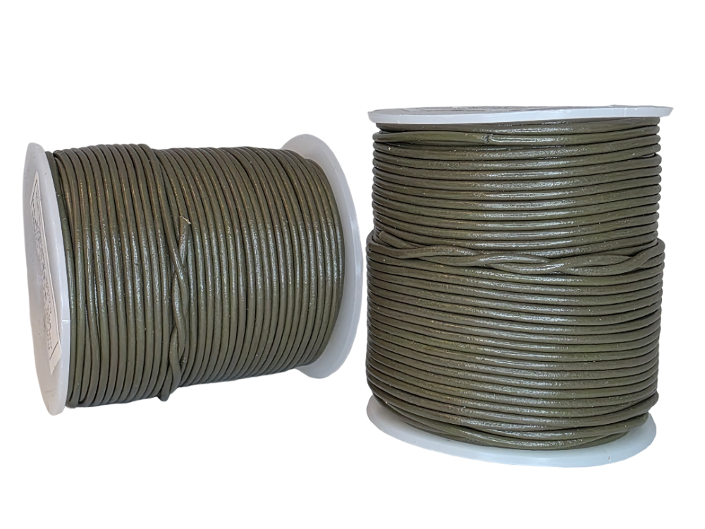 Round Leather Cord -1mm- Moss Green (P_061)