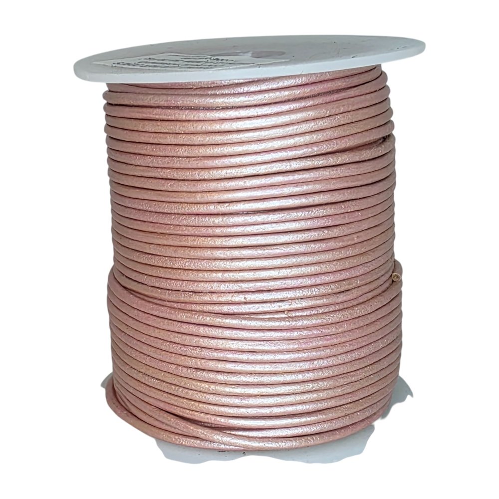 Round leather cord-2mm - Metallic rose