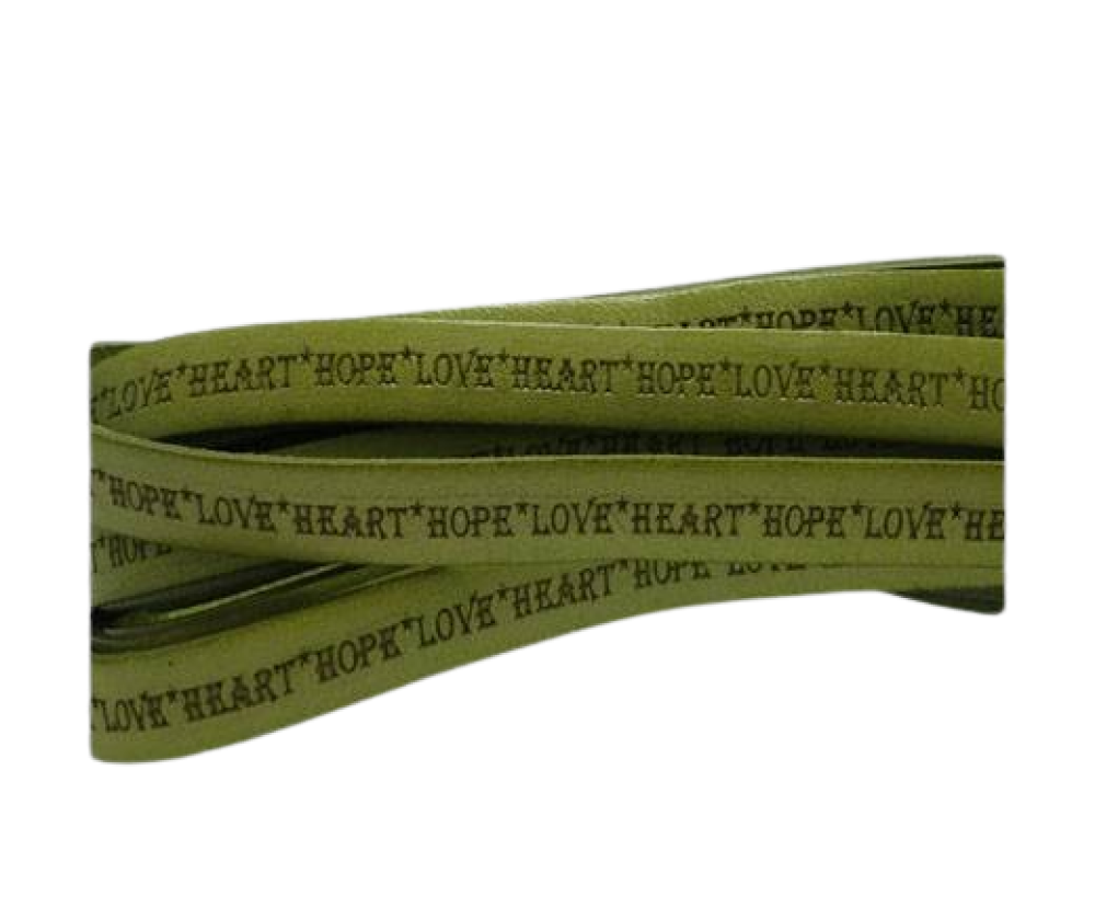 Named-Real Flat Leather-10mm-Hope Love Heart style-Green