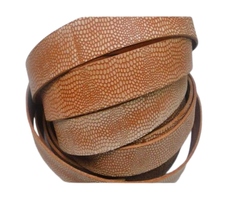 Vintage Style Flat Leather - 14mm- ginger