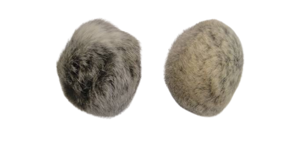 Rabbit Fur Pom Pom-Light Grey-8cms