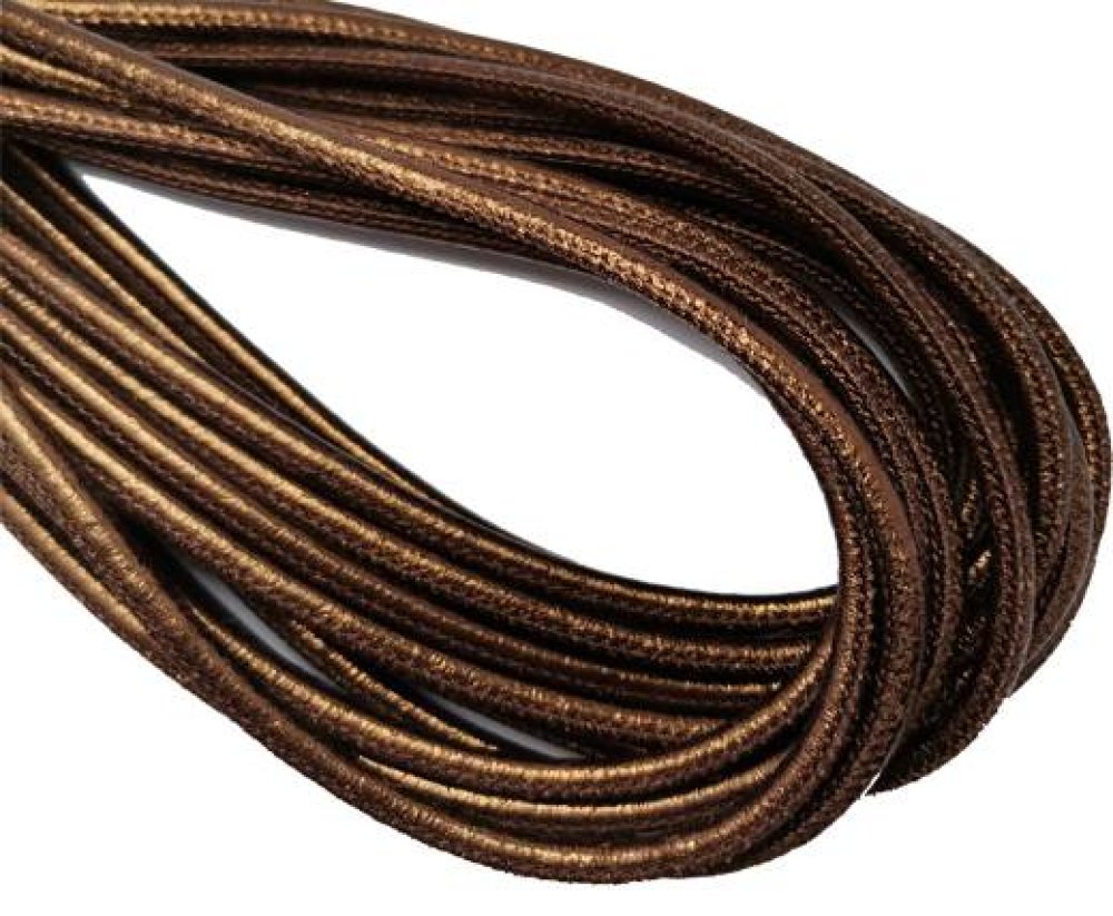 Round Stitched Nappa Leather Cord-4mm-bronze lamina 1