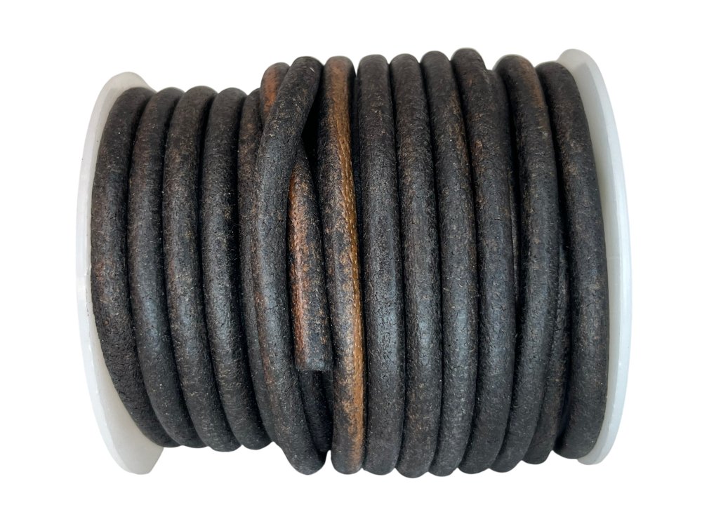 Round Leather Cords - 5mm - Vintage Brown