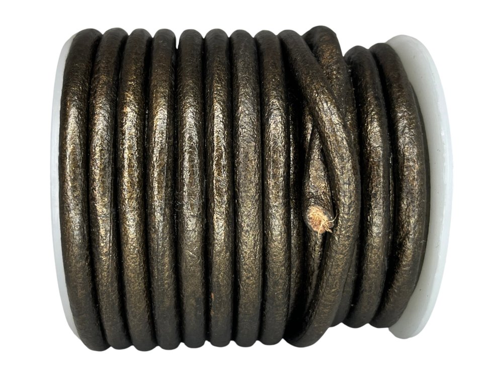 Round Leather Cord - 5mm - Metallic Bronze