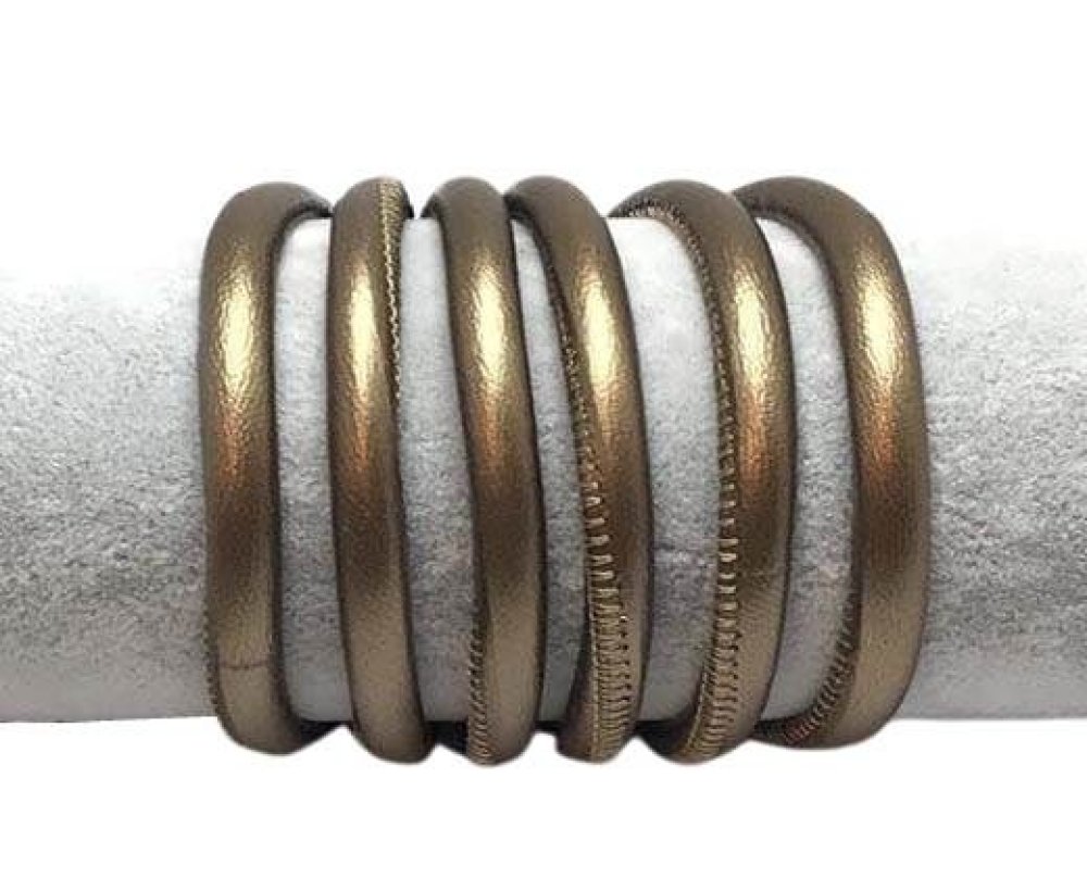 Round stitched nappa leather cord-6mm-Gold 2