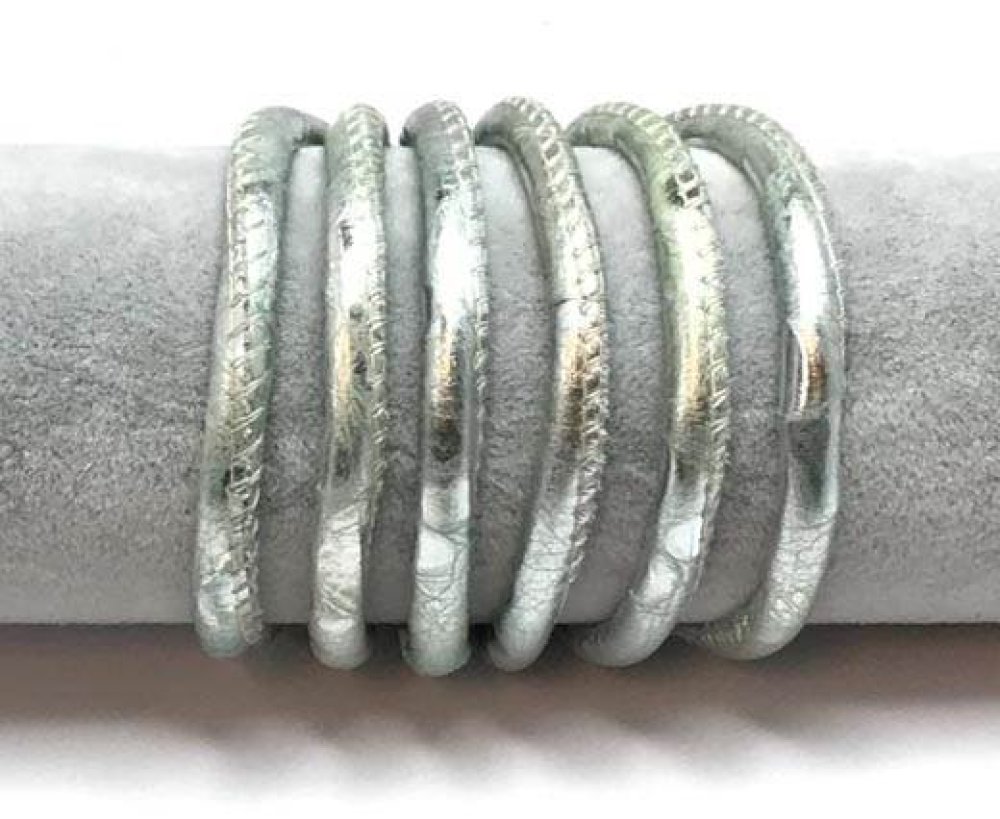 Real Round Nappa Leather cords - 6mm - Snake style-Celestial