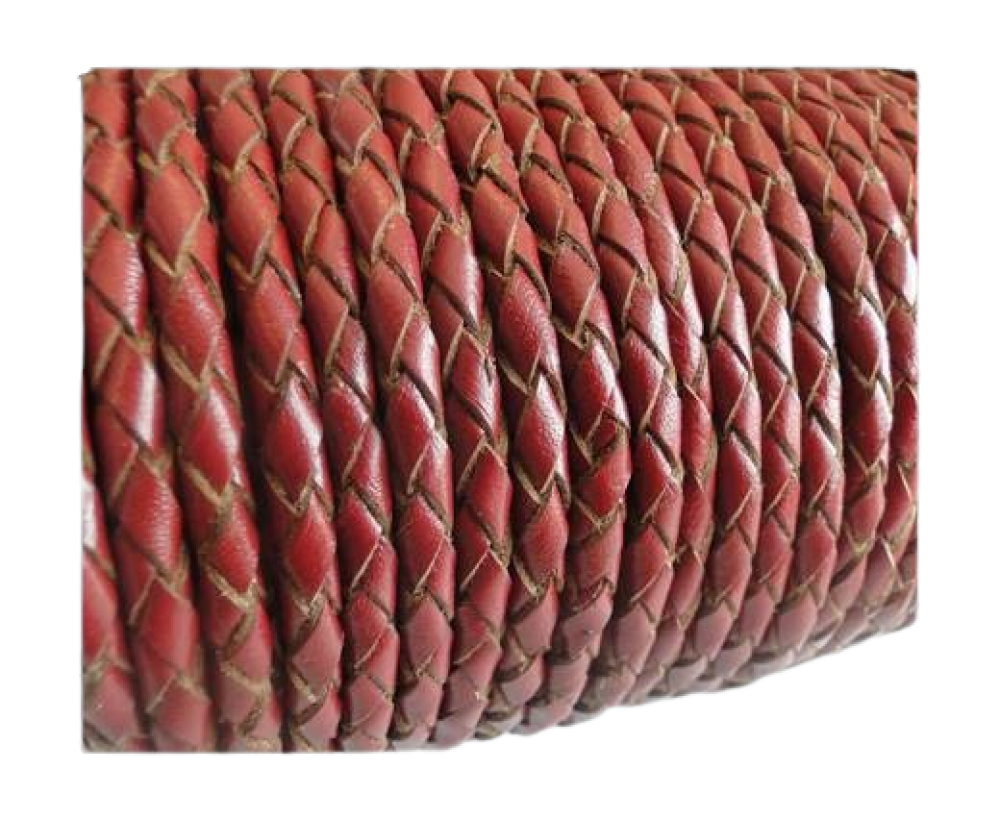 Oslo Round Braided Leather Cord SE/B/2021-Red Wine-5mm