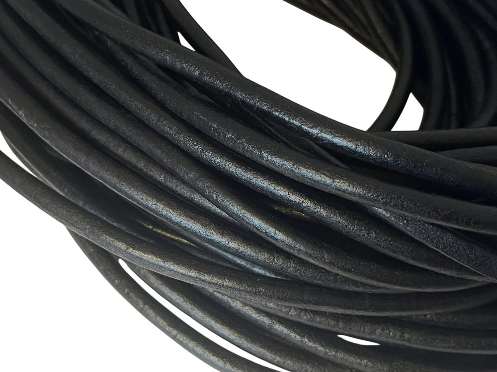 Round leather Cords - 10mm - Black