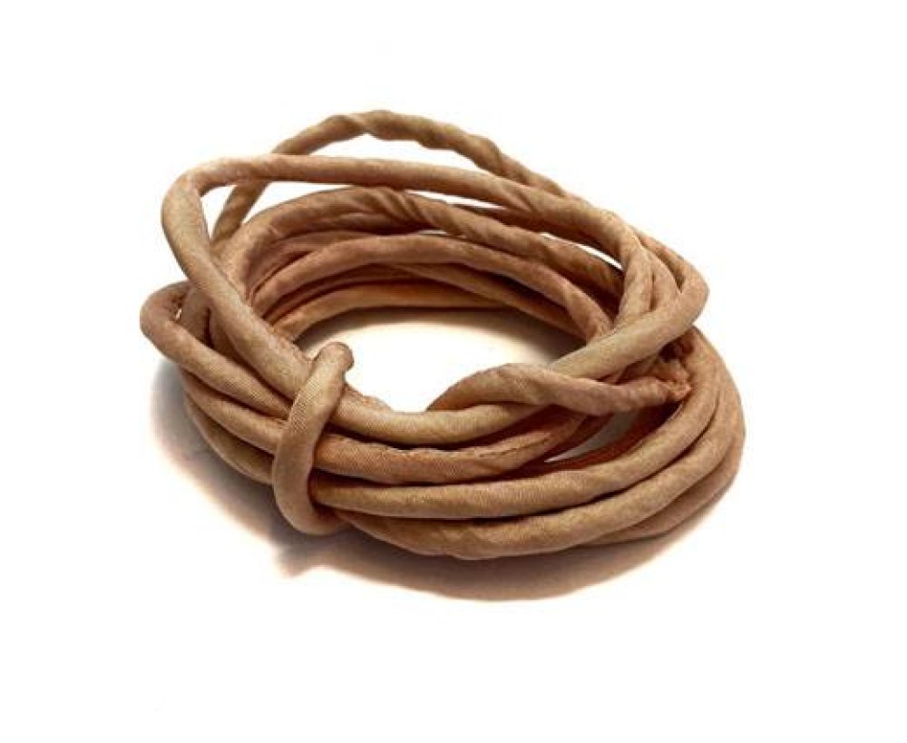 Real silk cords with inserts - 8 mm - Peach Nude