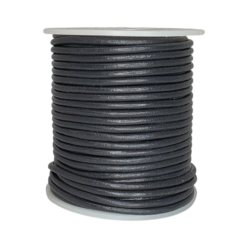 Round Leather Cord Dark Grey - 3mm