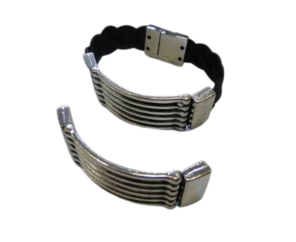 Zamak Half Bracelet Cuffs -MGL308-16x2.5mm -Antique Silver