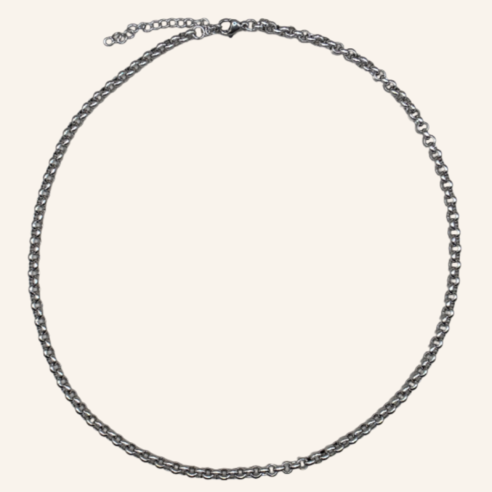 Semicircle Wire Belcher Chain Necklace - Silver - 3mm - Item 988