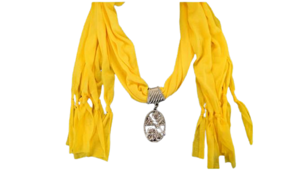 Scarf With Beads - Style 14 - Yellow