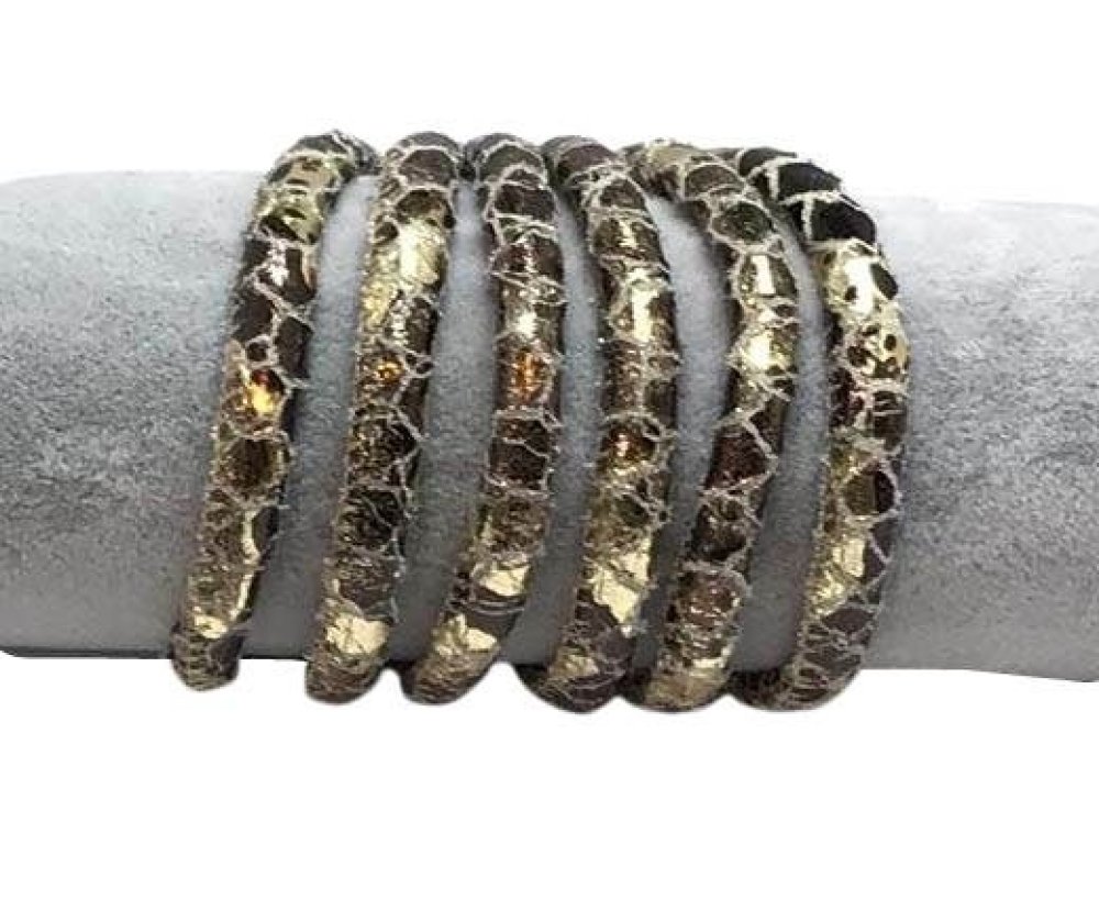 Real Round Nappa Leather cords 6mm- Snake style-Chrome