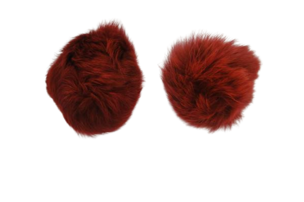 Rabbit Fur Pom Pom-Wine Red-7cms