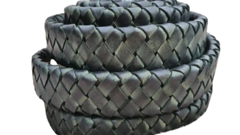 Oval Braided Leather Cords - 15.5x4.5mm - Deep Blue