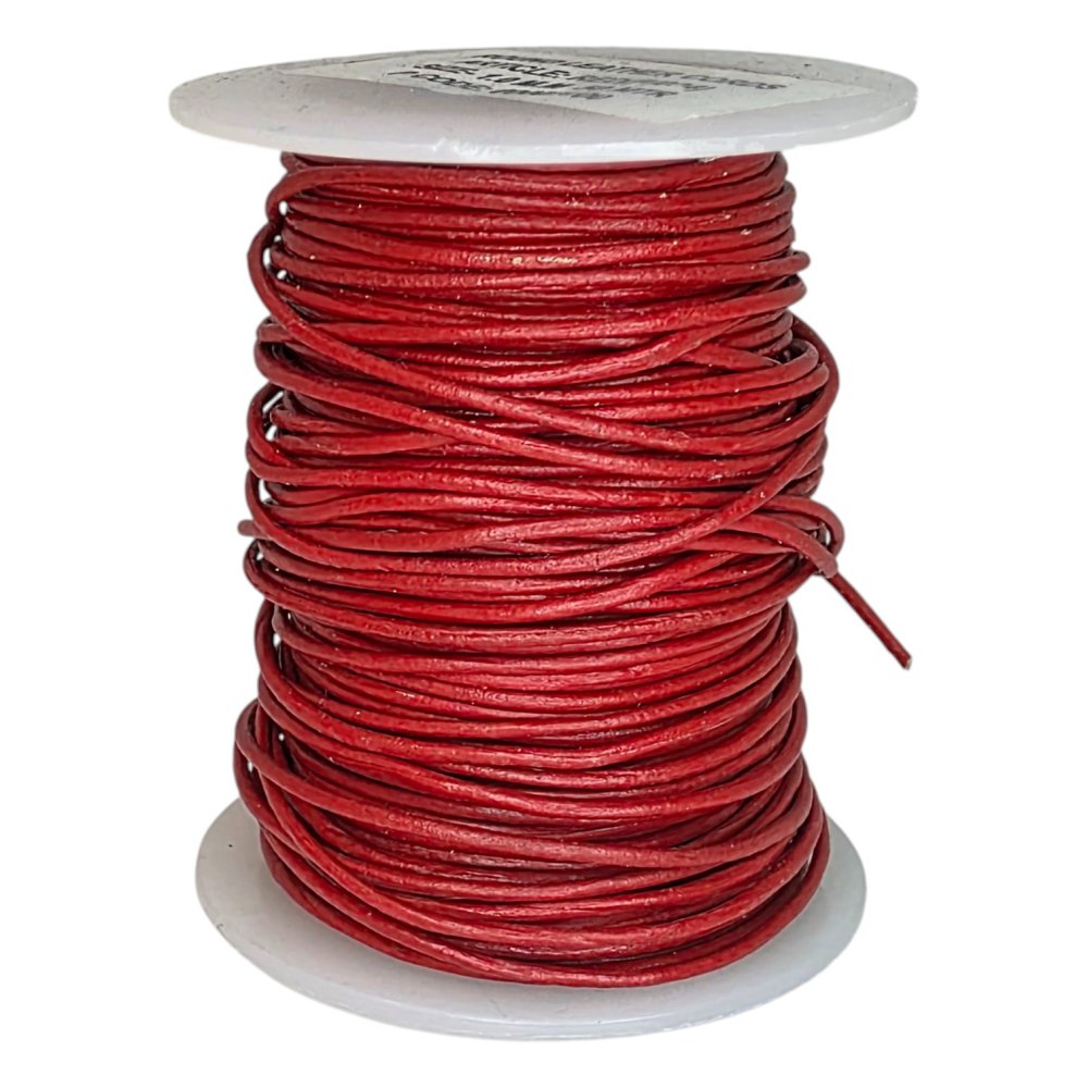 Round leather cord Red - 2mm