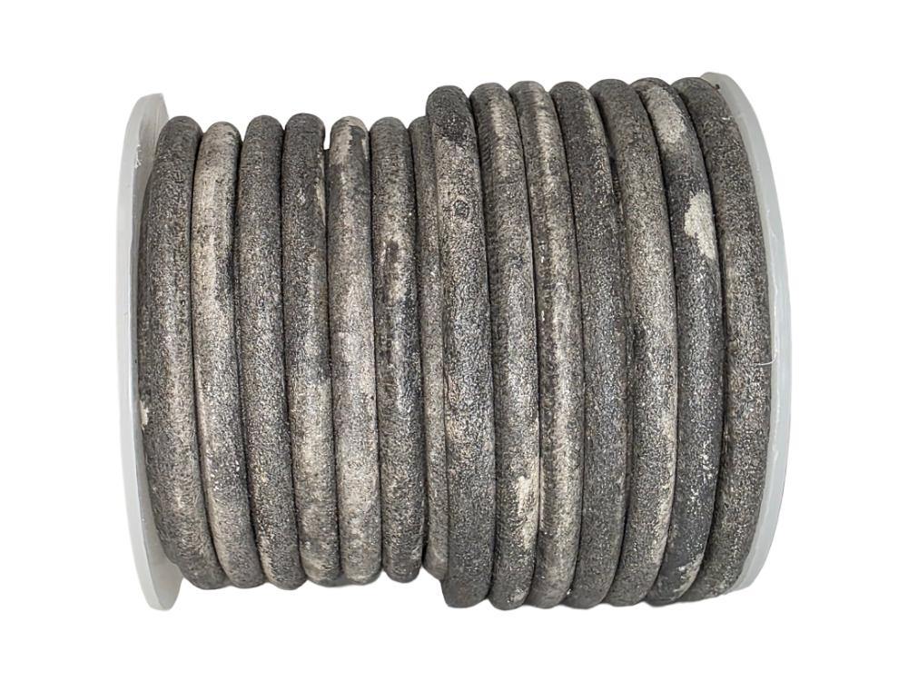 Round leather Cords - 6mm - Vintage grey