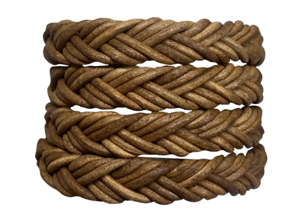 Ibiza braided leather cords - 11*6mm- vintage dark tan