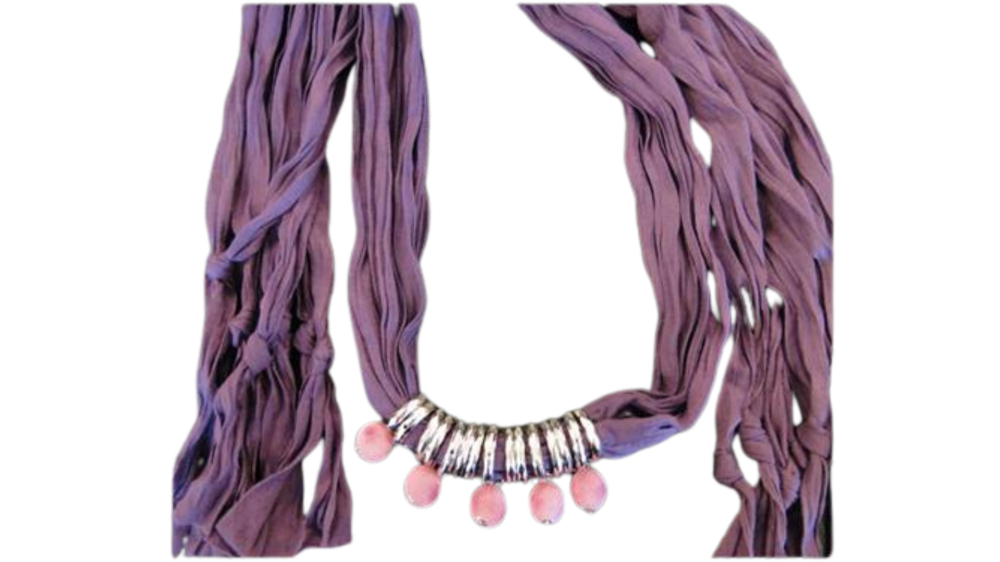 Scarf With Beads - Style 5 - Purple