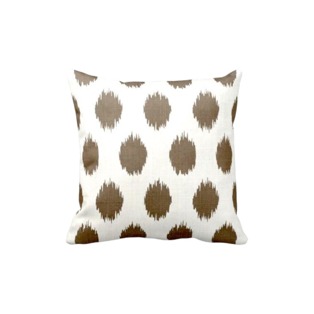 White Cotton Cushion with Brown Patterns