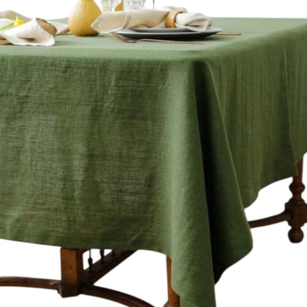 Olive Green Waxed Tablecloth