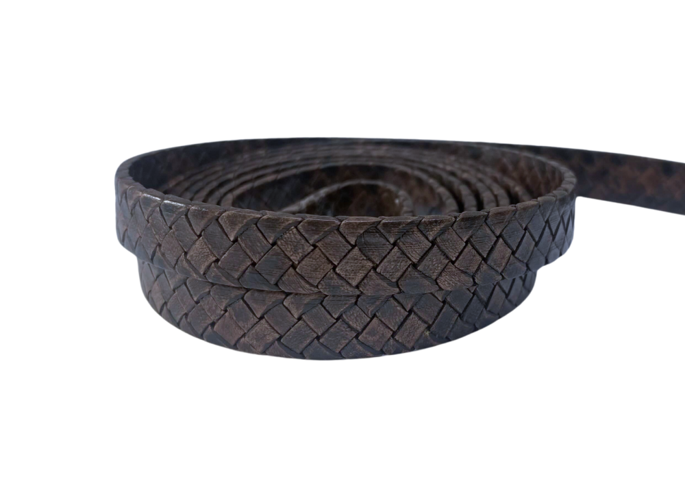 Brazil braided leather cords - 8*2.2mm - vintage blue