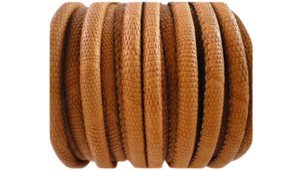 Faux nappa leather - 6mm -Crocodile Style - brown