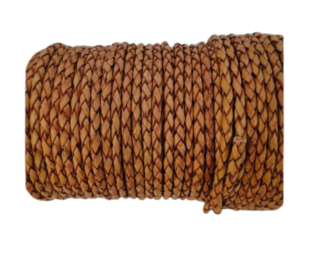 Oslo Round Braided Leather Cord- 5mm-Mahogany