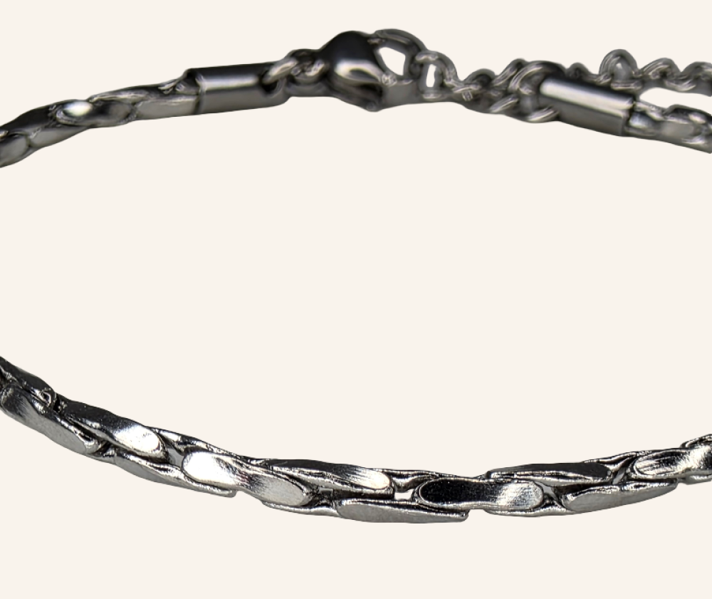 Twisted Square Boston Chain Bracelet – Silver - 2mm - Item 903