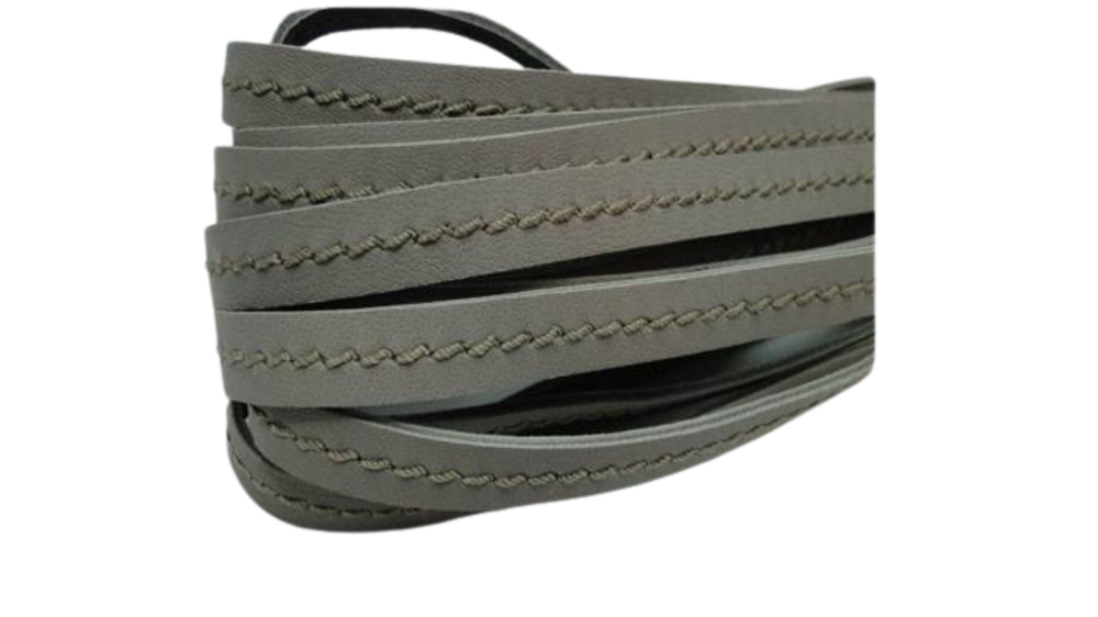 Real Nappa Leather with stitch in the middle-10mm-Light Taupe