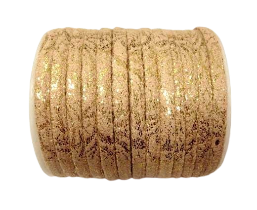 Flat Leather-5mm-Glitter-Rose Gold