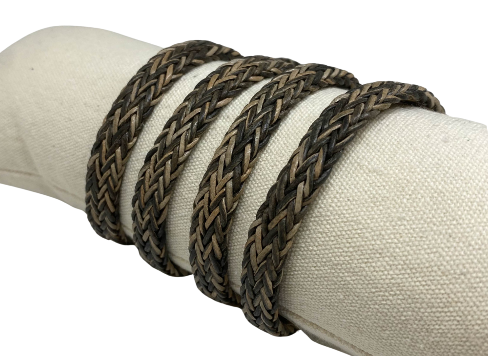 Spiral braided leather cords - 8x4mm - vintage grey