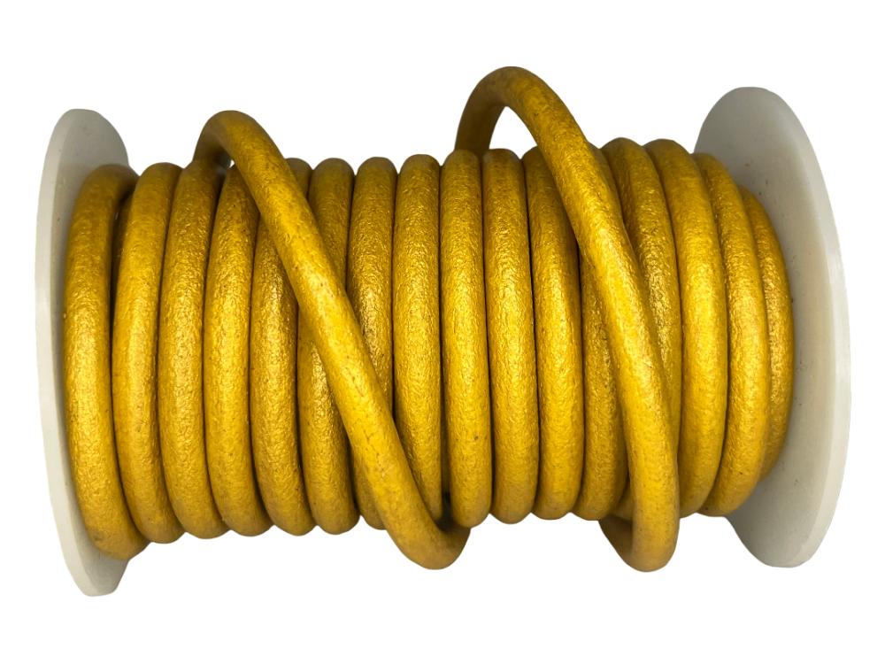 Round Leather Cord - 6mm - Metallic Gold