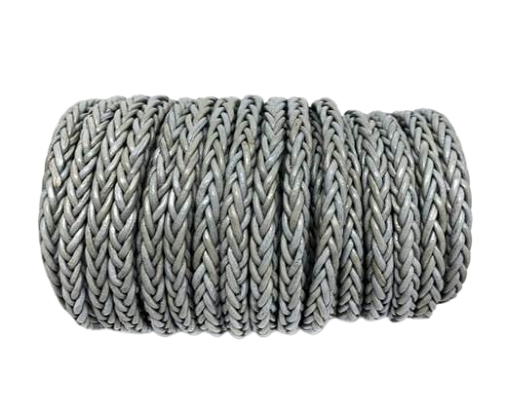 Square Braided Bolo Leather Cords-4mm-Light Grey