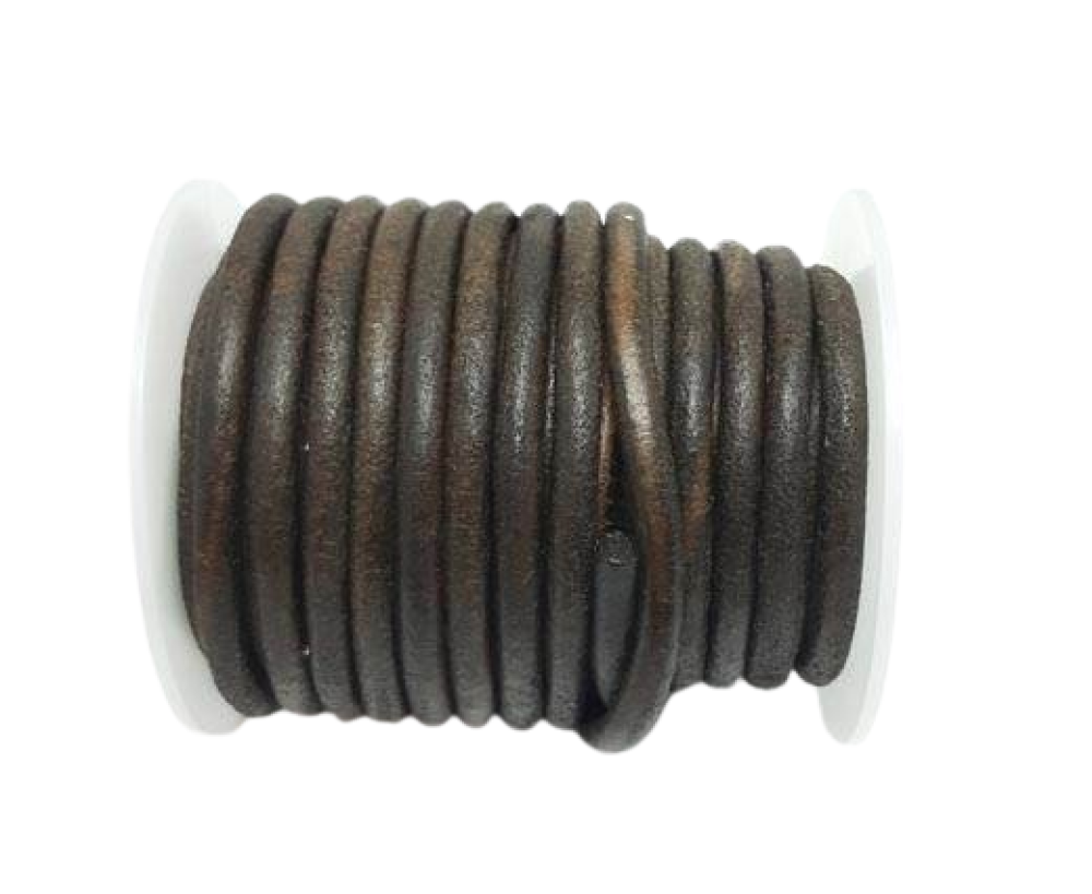 Round Leather Cords - 5mm - Vintage Brown