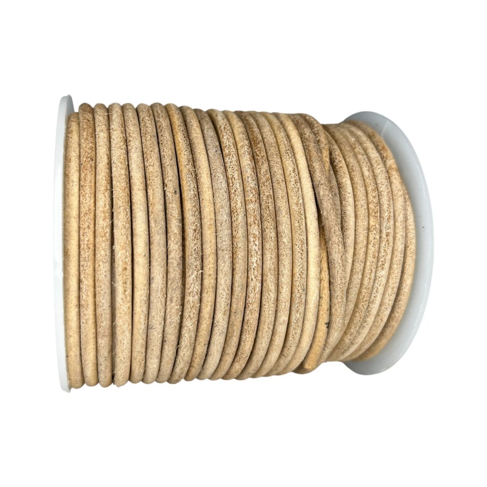 Round Leather Cord - Natural - 3mm