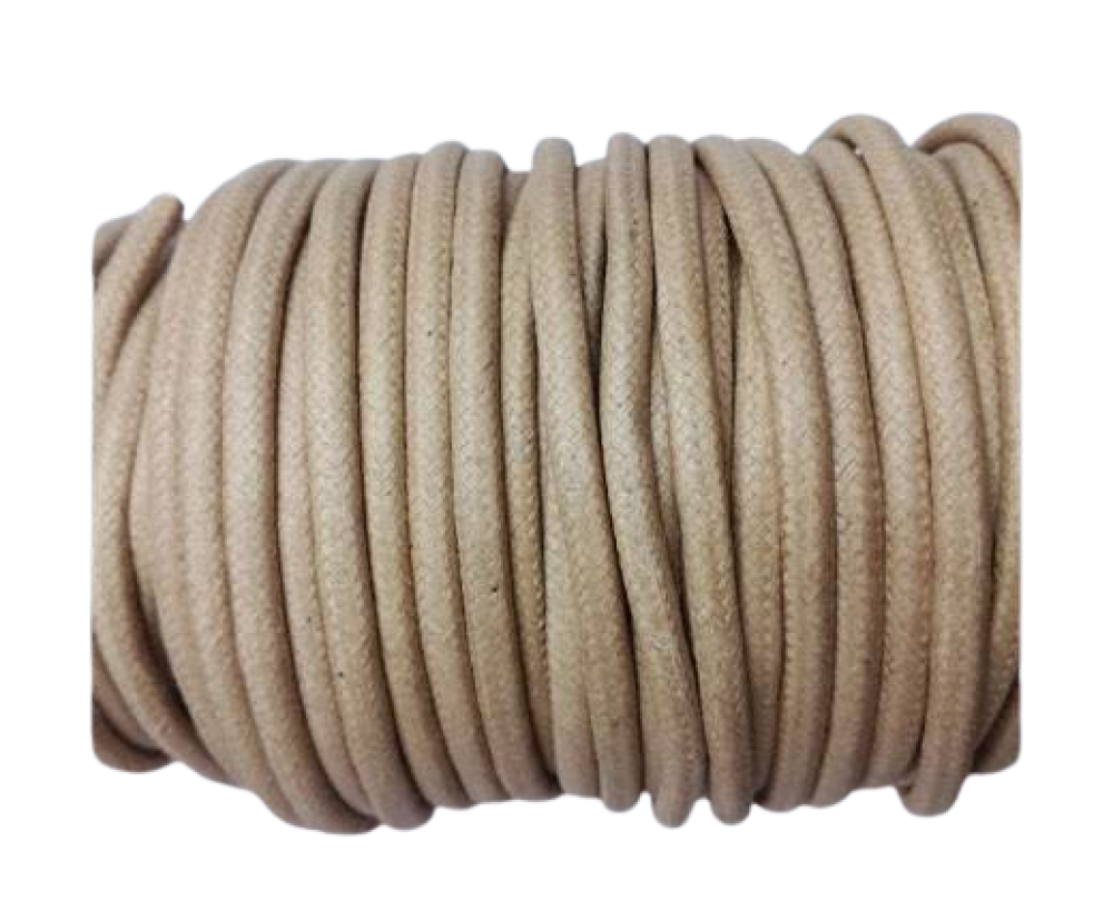 Flat Wax Cotton Cords - 4mm - Natural
