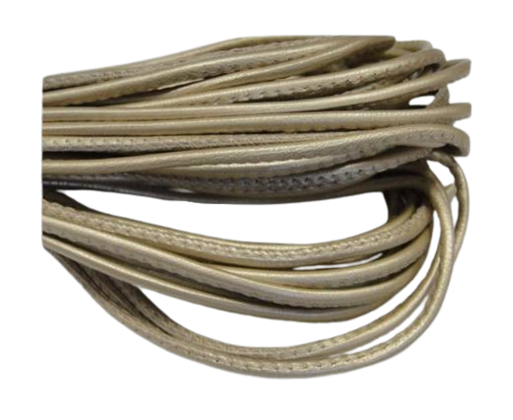 Round stitched nappa leather cord 2,5mm-Metallic ivory