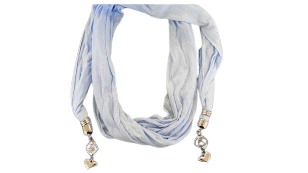 Scarf With Beads - Style 15 - White
