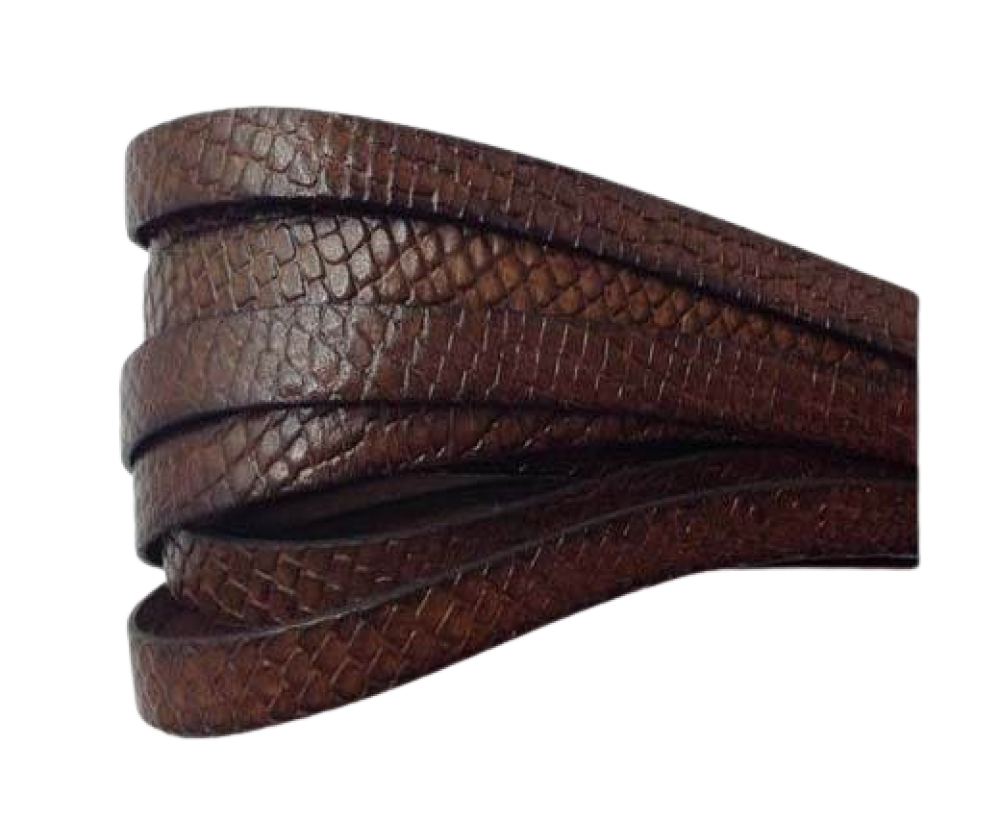 Italian leather -10mm Crocodile Style - Bruciato