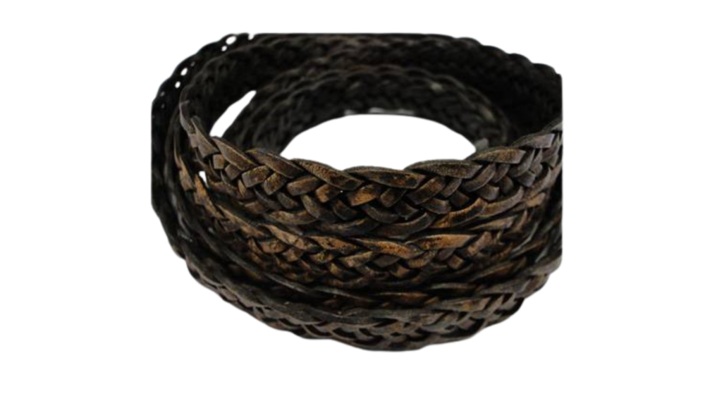 Carson Braided Leather Cord - 14 mm - Dark Brown