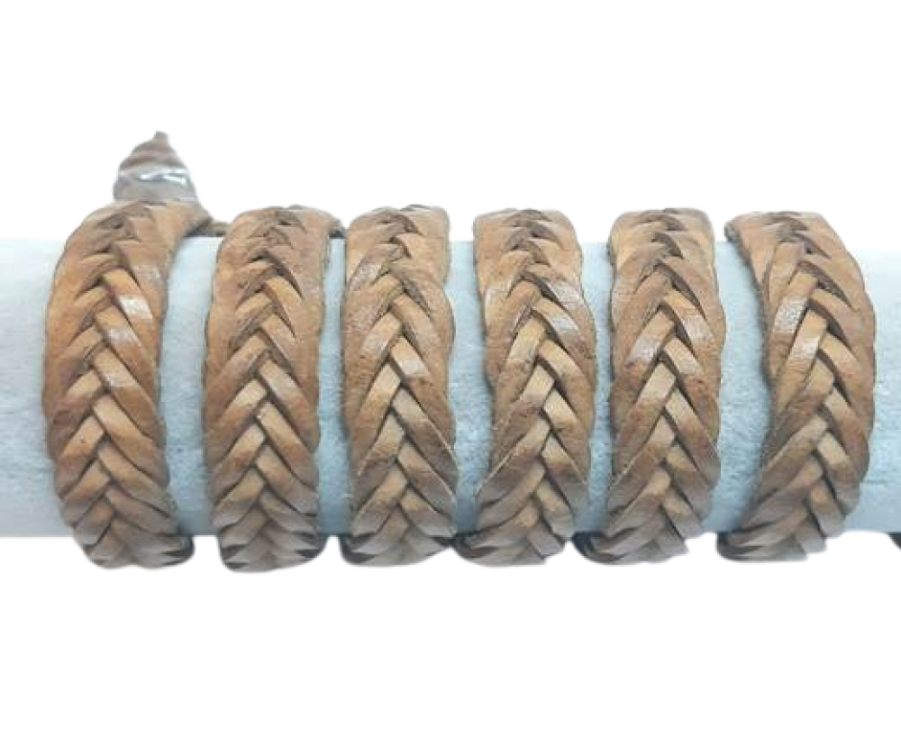 Montana Braided leather cords - 15mm - sandy brown