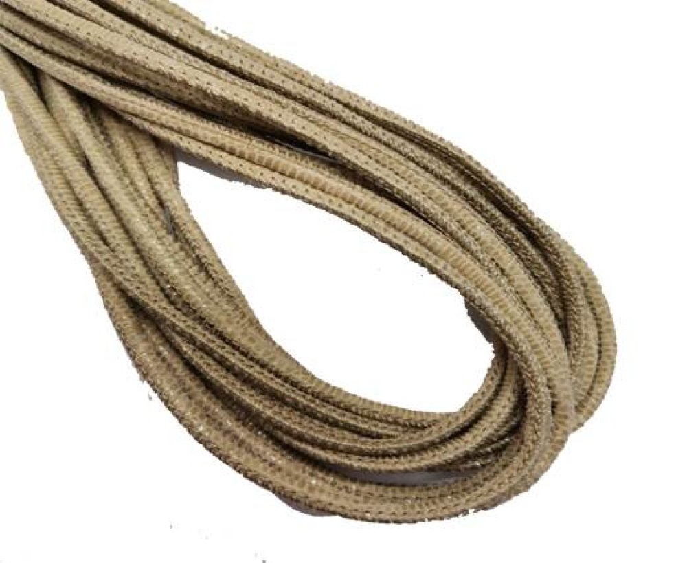 Round Stitched Leather Cord - 3mm - LIZARD STYLE - LIGHT SAND
